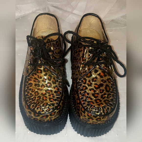 New Demonia Sparkling Leopard Print Platform Creepers - Picture 12 of 12